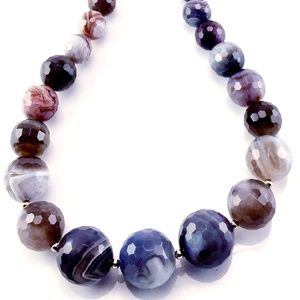 MOTTLED GEMSTONE NECKLACE STERLING SILVER LONG